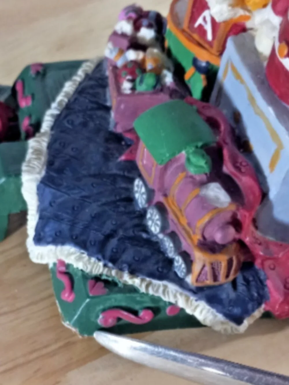 Dayton Hudson Set 2 Christmas Stocking Holders Clown Toy Train Heavy Resin